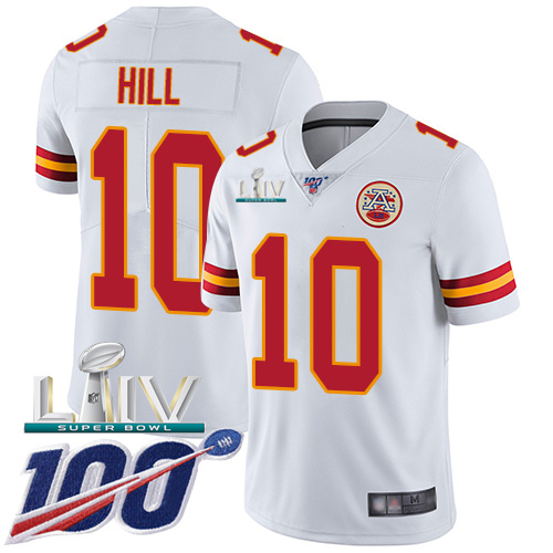 Kansas City Chiefs Nike #10 Tyreek Hill White Super Bowl LIV 2020 Youth Stitched NFL 100th Season Vapor Untouchable Limited Jersey